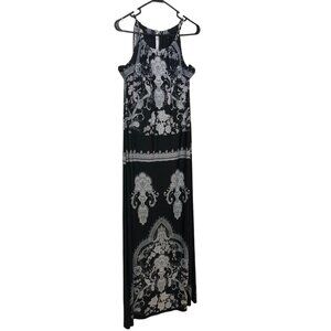 Milano Black / White Maxi Dress Women's Size Medium Chain Straps Detail Stretch